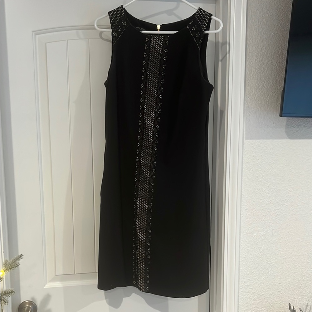 Black Sleeveless Dress with Embellished Details